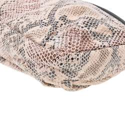 TUMI Black/Beige Python Effect Leather Zip Shoulder Bag