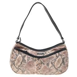 TUMI Black/Beige Python Effect Leather Zip Shoulder Bag