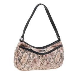 TUMI Black/Beige Python Effect Leather Zip Shoulder Bag