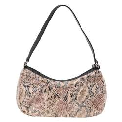 TUMI Black/Beige Python Effect Leather Zip Shoulder Bag