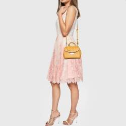 TUMI Yellow Leather Top Handle Bag