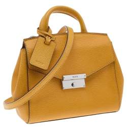 TUMI Yellow Leather Top Handle Bag