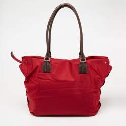 TUMI Red Nylon and Leather Shopper Tote 