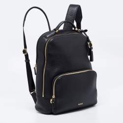 TUMI Black Grained Leather Gail Backpack