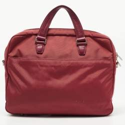Pre Owned TUMI Two Tone Red Nylon and Leather Laptop Bag 