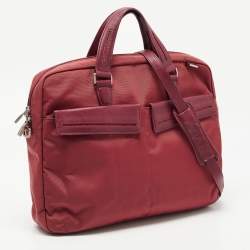 Pre Owned TUMI Two Tone Red Nylon and Leather Laptop Bag 
