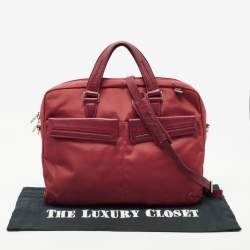 Pre Owned TUMI Two Tone Red Nylon and Leather Laptop Bag 
