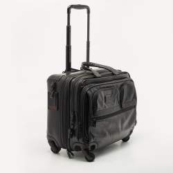 TUMI Black Leather 4 Wheeled Alpha 2 Deluxe Laptop Briefcase