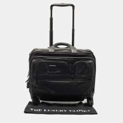 TUMI Black Leather 4 Wheeled Alpha 2 Deluxe Laptop Briefcase
