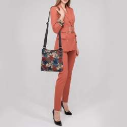 TUMI Multicolor Printed Nylon and Leather Zip Messenger Bag