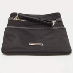 TUMI Black Nylon and Leather Pouch