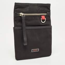 TUMI Black Nylon and Leather Pouch