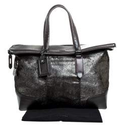 TUMI Black/Silver Calf hair and Leather Stamford Weekender Bag