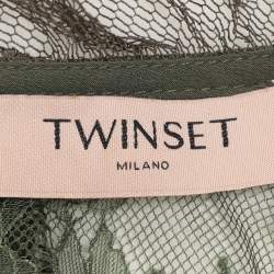 Pre Owned Twinset Green Knitted Lace Long Sleeve Tops M