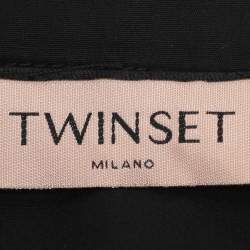 Pre Owned Twinset Black Cotton Ruffled Midi Skirt M