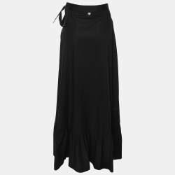Pre Owned Twinset Black Cotton Ruffled Midi Skirt M