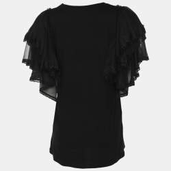 Twinset Black Cotton Ruffled Tops M