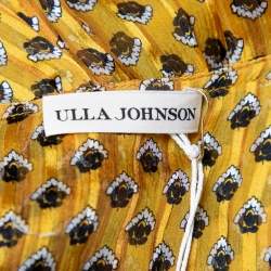 Ulla Johnson Yellow Printed Silk Asymmetric Hem Amabelle Dress M