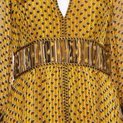 Ulla Johnson Yellow Printed Silk Asymmetric Hem Amabelle Dress M