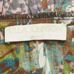 مملوكة مسبقًا بلوزة أولا جونسون قطنية مطبوعة بنية مقاس متوسط - ميديم