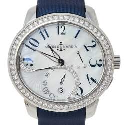 Ulysse Nardin Mother of Pearl Stainless Steel Diamonds Jade 3103-125/591.3 Women's Wristwatch 39 mm