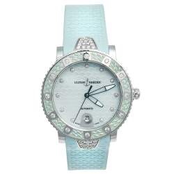 Ulysee Nardin Mother of Pearl Diamond Stainless Steel Rubber Lady Diver 8103-101  Women's Wristwatch 40 mm