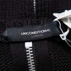 Unconditional Black Cotton Zip Back Mesh Knitted Sweater M 