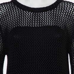 Unconditional Black Cotton Zip Back Mesh Knitted Sweater M 