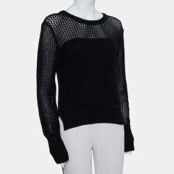 Unconditional Black Cotton Zip Back Mesh Knitted Sweater M 