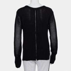 Unconditional Black Cotton Zip Back Mesh Knitted Sweater M 