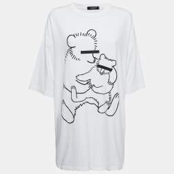 Undercover White Printed Cotton Crew Neck Half Sleeve T-Shirt One Size