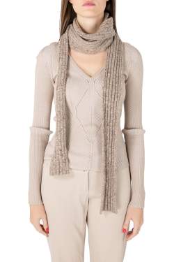 Pre Owned Marc Jacobs Beige Marled Cashmere Rib Knit Slim Muffler