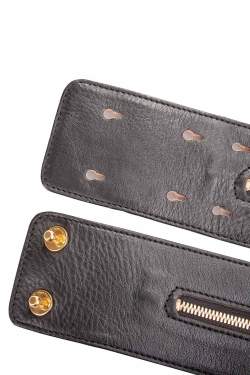 Barbara Bui Black Leather Zipper Waist Belt 36