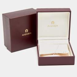 Pre Owned Aigner Silver Tone Crystal Floral Pin Brooch