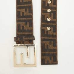 Fendi Tobacco Zucca Canvas and Leather FF Buckle Belt 100CM