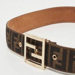 Fendi Tobacco Zucca Canvas and Leather FF Buckle Belt 100CM