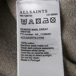 Pre Owned All Saints Grey Cotton Knit Raw Edge Crew Neck Sweatshirt M
