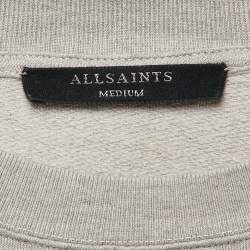 Pre Owned All Saints Grey Cotton Knit Raw Edge Crew Neck Sweatshirt M