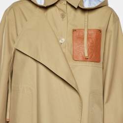Pre Owned Loewe Beige Cotton Cut-Out Hooded Parka M
