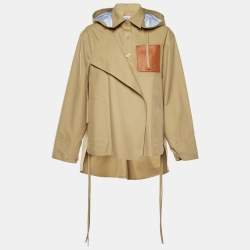 Pre Owned Loewe Beige Cotton Cut-Out Hooded Parka M