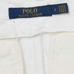 Pre Owned Polo Ralph Lauren White Cotton Gabardine Trousers S