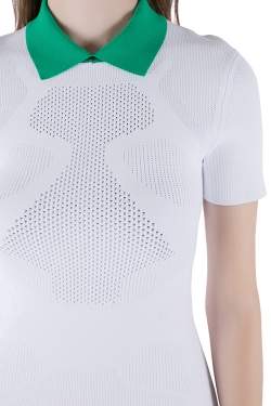 Alexander Wang Chalk White Optical Mesh Knit Polo Dress M