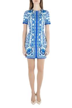 Dolce & Gabbana Blue and White Majolica Printed Silk Fitted Sheath Dress S  Dolce & Gabbana | TLC