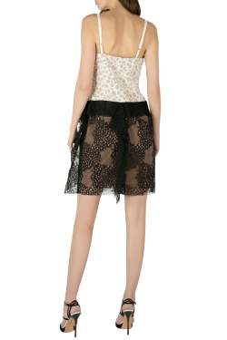 Vera Wang Collection White and Black Abstract Lace Sleeveless Dress S