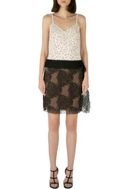 Vera Wang Collection White and Black Abstract Lace Sleeveless Dress S
