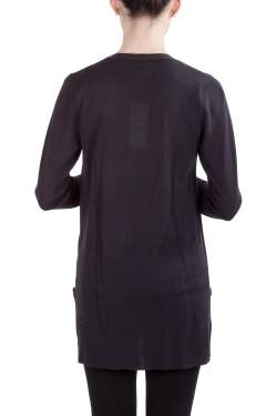 Vera Wang Collection Black and Blue Lace Trim Button Front Cardigan S