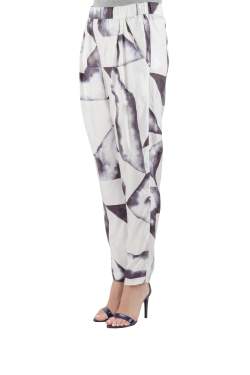 Pre Owned 3.1 Philip Lim Monochrome Geometric Print Silk Relaxed Trousers S