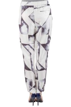 Pre Owned 3.1 Philip Lim Monochrome Geometric Print Silk Relaxed Trousers S