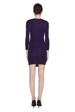 Pre Owned 3.1 Phillip Lim Purple Jersey Ruched Front Draped Long Sleeve Dress XS