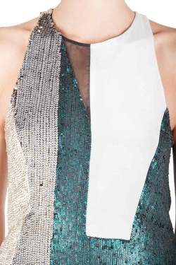 Pre Owned 3.1 Phillip Lim Multicolor Sequin Paneled Sheer Insert Sleeveless Cocktail Top S
